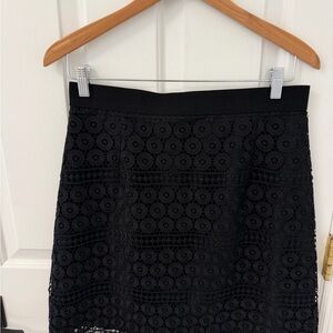 LOFT Elegant Black Lace Mini Skirt